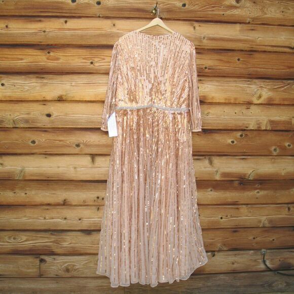 Mac Duggal 5509 SEQUINED WRAP OVER 3/4 SLEEVE GOWN - Picture 10 of 16